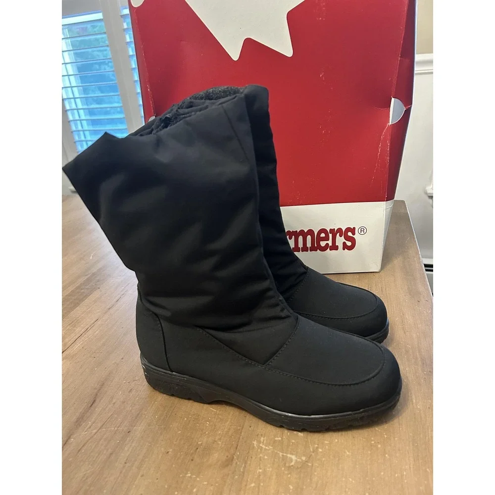 Toe Warmers Boots Womens Size 8 2W Wide Black On-The-Go Waterproof Snow T99851
